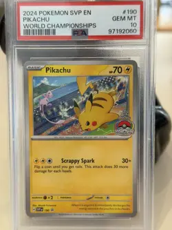 2024 Pokemon SVP EN-SV Black Star Promo Pikachu #190 World Championships PSA 10 - Image 1