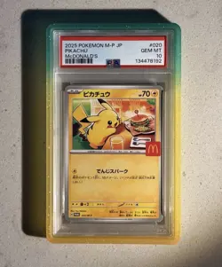 2025 Pokemon M-P JPN McDonald's #020 Pikachu PSA 10 GEM MINT With GradedGuard! - Image 1