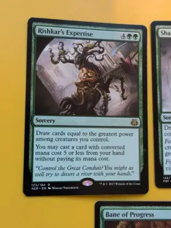 Rishkar's Ecpertise,Bane of Progress,Shamanic revelation 3 Card. Rare NM - Image 4