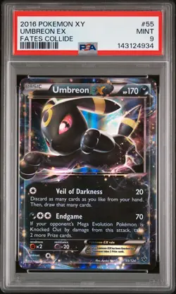 2016 POKEMON XY FATES COLLIDE #55 UMBREON EX PSA 9 - Image 1