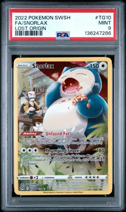2022 POKEMON SWORD & SHIELD LOST ORIGIN #TG10 FULL ART/SNORLAX PSA 9 - Image 1