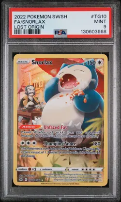 2022 POKEMON SWORD & SHIELD LOST ORIGIN #TG10 FULL ART/SNORLAX PSA 9 - Image 1