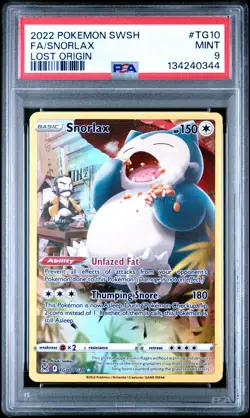 2022 POKEMON SWORD & SHIELD LOST ORIGIN #TG10 FULL ART/SNORLAX PSA 9 - Image 1