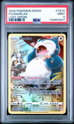 2022 POKEMON SWORD & SHIELD LOST ORIGIN #TG10 FULL ART/SNORLAX PSA 9 - Image 1