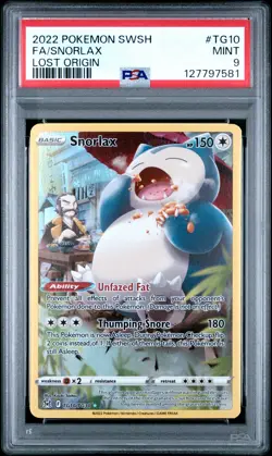 2022 POKEMON SWORD & SHIELD LOST ORIGIN #TG10 FULL ART/SNORLAX PSA 9 - Image 1