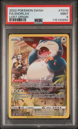 2022 POKEMON SWORD & SHIELD LOST ORIGIN #TG10 FULL ART/SNORLAX PSA 9 - Image 1