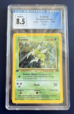 CGC 8.5 NM/MINT+ Pokemon Scyther 1st First Edition Jungle 10/64 WOTC Holo Rare - Image 1