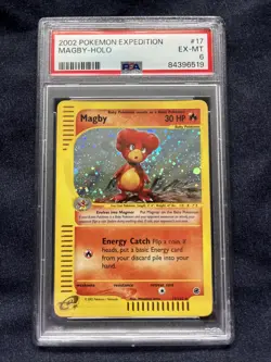 Pokemon TCG Magby Expedition Base Set 17/165 Holo Holo Rare PSA 6 - Image 1