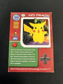 Pokemon #25 Pikachu (Topps Series 1 TV2) Holo Foil Blue Logo LP - Image 2