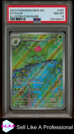 IVYSAUR ILLUSTRATION RARE POKEMON MEW EN-151 2023 167 PSA 8 - Image 1