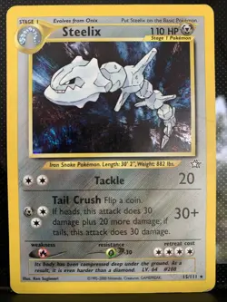 Pokemon TCG Steelix Neo Genesis Holo Rare Card 15/111 Damaged - Image 1