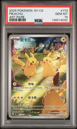 2025 POKEMON CINESE SEMPLIFICATO 151 C-COLL 151 ART RARO #173 PIKACHU PSA 10 - Image 1
