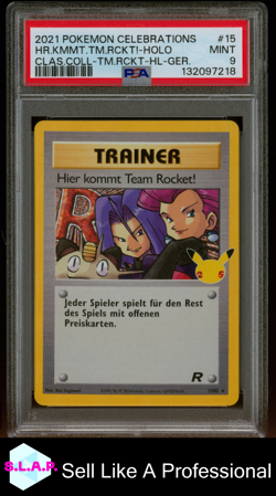 HR.KMMT.TM.RCKT!-HOLO TM.RCKT-HL-GER. POKEMON CELEB CLSC. COLL. 2021 15 PSA 9 - Image 1