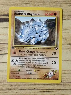 Pokemon TCG Blaine’s Rhyhorn 65/132 Gym Challenge 1st Edition - Image 1