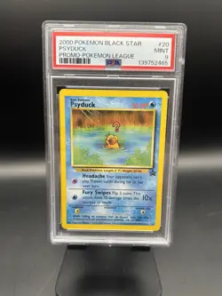 2000 Psyduck Black Star Promo Pokemon League #20 PSA 9 - Image 1