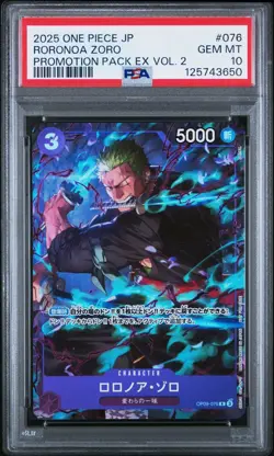 Roronoa Zoro OP09-076 Promotion Pack EX Vol.2 One Piece Card Japanese PSA 10 - Image 1