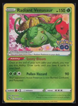 Pokemon TCG Radiant Venusaur Pokemon Go 004/078 Holo Radiant Rare - Image 1