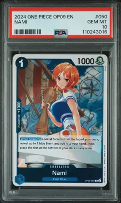 2024 ONE PIECE OP09 EMPERORS IN THE NEW WORLD NAMI #050 PSA 10 GEM MINT - Image 1