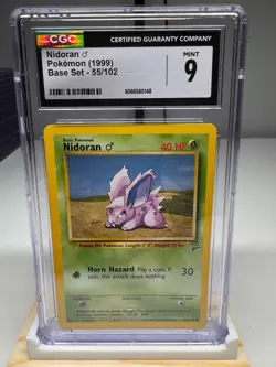 Nidoran 55/102 Base Set 1999 Vintage WotC Unlimited CGC 9 Mint Pokemon - Image 1