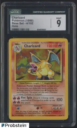 1999 Pokemon Base Set #4/102 Charizard Holo CGC 9 MINT - Image 1