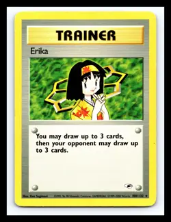 💥 Erika Trainer Gym Heroes # 100/132 WOTC Vintage Pokemon Non Holo - Image 1