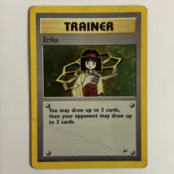 Pokemon TCG Erika 16/132 Holo Rare Gym Heroes WOTC 2000 Vintage Trainer HP DMG! - Image 1