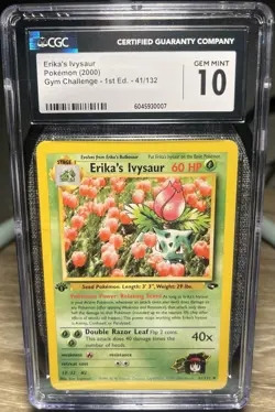 CGC 10 GEM MINT Pokemon Erika's Ivysaur 1st Edition 41/132 Gym Challenge - Image 1