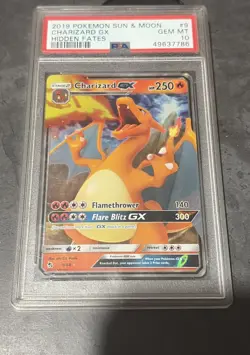 2019 POKEMON SUN & MOON HIDDEN FATES #9 CHARIZARD GX PSA 10 - Image 1