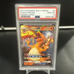 2019 Pokemon Sun & Moon Hidden Fates #9 Charizard Gx PSA 10 GEM MINT - Image 1