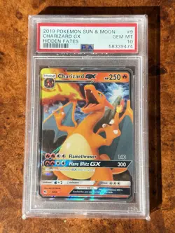2019 Pokemon Sun & Moon Hidden Fates Charizard GX #9 PSA 10 - Image 1