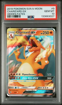 2019 POKEMON SUN & MOON HIDDEN FATES #9 CHARIZARD GX PSA 10 - Image 1