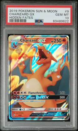 2019 Pokemon Sun & Moon #9 Charizard Gx Hidden Fates PSA 10 - Image 1