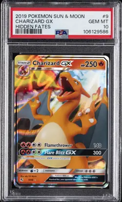 2019 POKEMON SUN & MOON HIDDEN FATES #9 CHARIZARD GX PSA 10 - Image 1