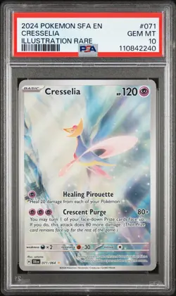 2024 POKEMON SFA EN-SHROUDED FABLE ILLUSTRATION RARE 071/064 CRESSELIA PSA 10 - Image 1