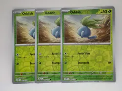3x Oddish Reverse Holo #001/197 2023 Pokemon Card Obsidian Flames - Image 1