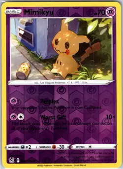 Mimikyu 080/196 Rare Reverse Holo Card SWSH11: Lost Origin Pokemon TCG NM - Image 1