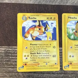 Raichu 61/165 And Pikachu 124/165 Rare Expedition Non Holo Pokemon Cards See Pic - Image 1