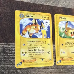 Raichu 61/165 And Pikachu 124/165 Rare Expedition Non Holo Pokemon Cards See Pic - Image 4