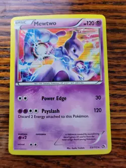 Pokemon Mewtwo 53/113 Holo Rare Legendary Treasures LP - Image 1