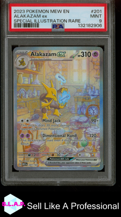 ALAKAZAM EX SPECI4L ILLUSTRATION RARE POKEMON MEW EN-151 2023 201 PSA 9 - Image 1