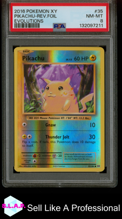 PIKACHU-REV.FOIL EVOLUTIONS POKEMON XY EVOLUTIONS 2016 35 PSA 8 - Image 1