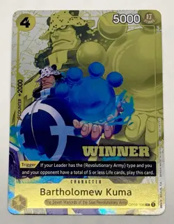 One Piece Bartholomew Kuma OP09-108 WINNER TOURNAMENT PACK CARD Vol. 4 English - Image 1