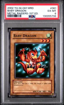 2002 YU-GI-OH! MRD-METAL RAIDERS 1ST EDITION #061 BABY DRAGON PSA 6 - Image 1