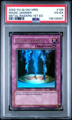 2002 YU-GI-OH! MRD-METAL RAIDERS 1ST EDITION #128 MAGIC JAMMER PSA 4 - Image 1