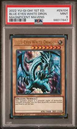 2022 Yugioh MAGNIFICENT MAVENS 1ST EN104 BLUE-EYES WHITE DRAGON PSA 9 ULTRA - Image 1