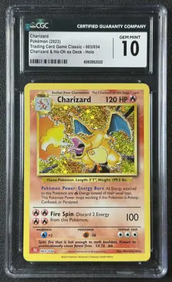CHARIZARD CGC 10 2023 POKEMON CLASSIC COLL #003/034 & HO-OH EX DECK HOLO 022 - Image 1