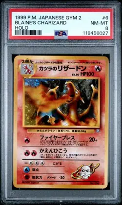1999 Pokemon Japanese Gym 2 Blaine's Charizard PSA 8 NM-MT - Image 1