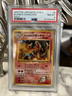 1999 Blaine's Charizard #6 Gym 2 Japanese Pokemon TCG PSA 8 - Image 1