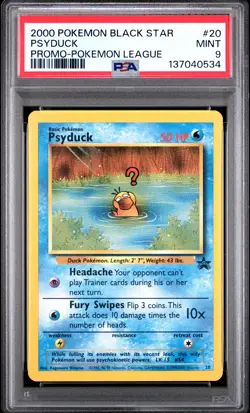 2000 POKEMON PROMO BLACK STAR POKEMON LEAGUE #20 PSYDUCK PSA 9 - Image 1