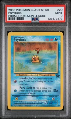 2000 POKEMON PROMO BLACK STAR POKEMON LEAGUE #20 PSYDUCK PSA 9 - Image 1